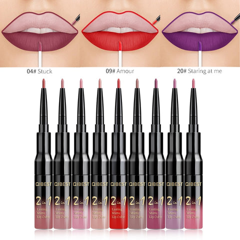 QiBest 2 in 1 Lip Liner Liquid Lipstick